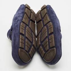 Salvatore Ferragamo Navy Blue Suede Gancini Loafers Size 43