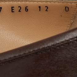 Pre Owned Salvatore Ferragamo Dark Brown Leather Gancini Slip On Loafers Size 46