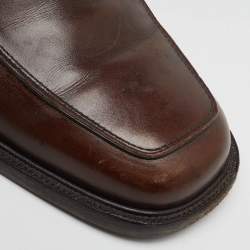 Pre Owned Salvatore Ferragamo Dark Brown Leather Gancini Slip On Loafers Size 46