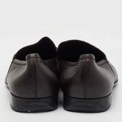 Pre Owned Salvatore Ferragamo Dark Brown Leather Gancini Penny Loafers Size 46