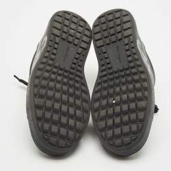 Salvatore Ferragamo Black/Silver Leather Gancini Lace Up Sneakers Size 40