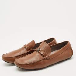 Pre Owned Salvatore Ferragamo Brown Leather Slip On Gancio Loafers Size 45