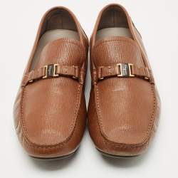 Pre Owned Salvatore Ferragamo Brown Leather Slip On Gancio Loafers Size 45