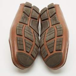 Pre Owned Salvatore Ferragamo Brown Leather Slip On Gancio Loafers Size 45