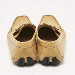 Pre Owned Salvatore Ferragamo Tan Leather Parigi Gancini Driver Loafers Size 43.5