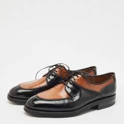 Pre Owned Salvatore Ferragamo Brown/Black Leather Tramezza Oxfords Size 42