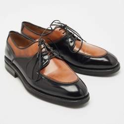 Pre Owned Salvatore Ferragamo Brown/Black Leather Tramezza Oxfords Size 42