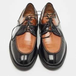 Pre Owned Salvatore Ferragamo Brown/Black Leather Tramezza Oxfords Size 42