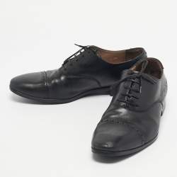 Pre Owned Salvatore Ferragamo Black Leather Lace Up Oxfords Size 43