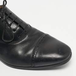 Pre Owned Salvatore Ferragamo Black Leather Lace Up Oxfords Size 43