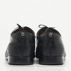 Pre Owned Salvatore Ferragamo Black Leather Lace Up Oxfords Size 43