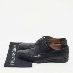 Pre Owned Salvatore Ferragamo Black Leather Lace Up Oxfords Size 43