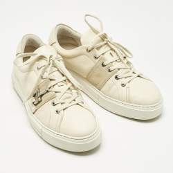 مملوكة مسبقًا Salvatore Ferragamo Cream Leather and Suede Sultan Low Top Sneakers Size 42.5