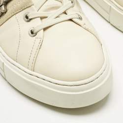 مملوكة مسبقًا Salvatore Ferragamo Cream Leather and Suede Sultan Low Top Sneakers Size 42.5