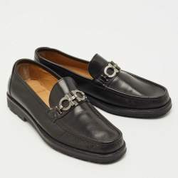 Pre Owned حذاء لوفرز سالفاتوري فيراغامو فورت جانشيني جلد أسود مقاس 45