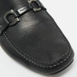 Pre Owned Salvatore Ferragamo Black Leather Peter Slip On Loafers Size 41