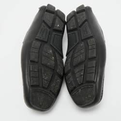 Pre Owned Salvatore Ferragamo Black Leather Peter Slip On Loafers Size 41