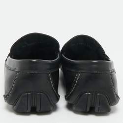 Pre Owned Salvatore Ferragamo Black Leather Peter Slip On Loafers Size 41