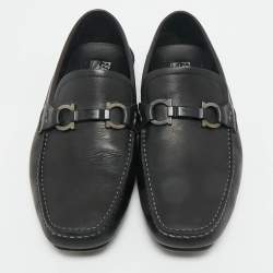 Pre Owned Salvatore Ferragamo Black Leather Peter Slip On Loafers Size 41