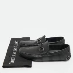 Pre Owned Salvatore Ferragamo Black Leather Peter Slip On Loafers Size 41