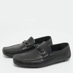 Pre Owned Salvatore Ferragamo Black Leather Peter Slip On Loafers Size 41