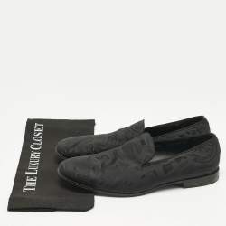 Pre Owned Salvatore Ferragamo Black Jacquard and Satin Smoking Slippers Size 43
