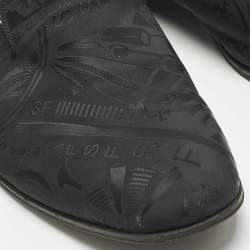 Pre Owned Salvatore Ferragamo Black Jacquard and Satin Smoking Slippers Size 43