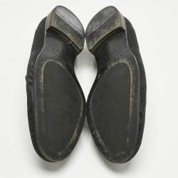 Pre Owned Salvatore Ferragamo Black Jacquard and Satin Smoking Slippers Size 43