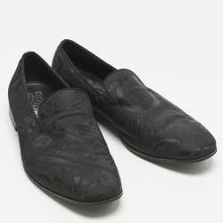 Pre Owned Salvatore Ferragamo Black Jacquard and Satin Smoking Slippers Size 43