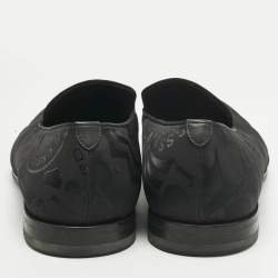 Pre Owned Salvatore Ferragamo Black Jacquard and Satin Smoking Slippers Size 43