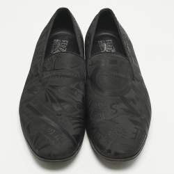 Pre Owned Salvatore Ferragamo Black Jacquard and Satin Smoking Slippers Size 43