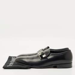 Pre Owned Salvatore Ferragamo Black Leather Embellished Slip On Loafers Size 42