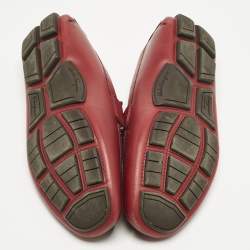 Pre Owned Salvatore Ferragamo Red Leather Sardegna Slip On Sneakers Size 42