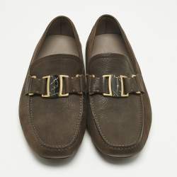 Pre Owned Salvatore Ferragamo Brown Nubuck Leather Sardegna Loafers Size 42