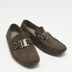 Pre Owned Salvatore Ferragamo Brown Nubuck Leather Sardegna Loafers Size 42