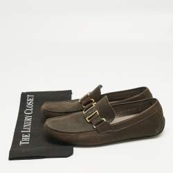 Pre Owned Salvatore Ferragamo Brown Nubuck Leather Sardegna Loafers Size 42