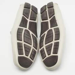 Pre Owned Salvatore Ferragamo Cream Leather Gancini Loafers Size 42