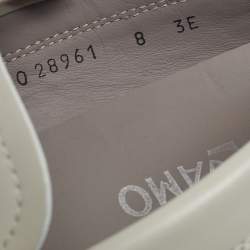 Pre Owned Salvatore Ferragamo Cream Leather Gancini Loafers Size 42