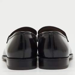 Pre Owned Salvatore Ferragamo Black Leather Gancini Slip On Loafers Size 42