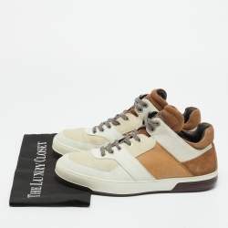 Pre Owned Salvatore Ferragamo Multicolor Nubuck Leather and Suede Monroe Lace Up Sneakers Size 43.5
