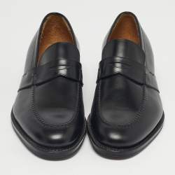 Pre Owned Salvatore Ferragamo Black Leather Slip On Penny Loafers Size 41.5