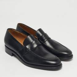 Pre Owned Salvatore Ferragamo Black Leather Slip On Penny Loafers Size 41.5