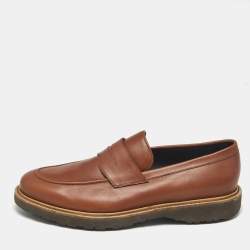 Pre Owned Salvatore Ferragamo Brown Leather Penny Loafers Size 44.5