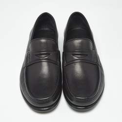 Pre Owned Salvatore Ferragamo Black Leather Slip On Loafers Size 40.5