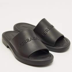 Pre Owned Salvatore Ferragamo Black Rubber Giuneva Slide Sandals Size 42