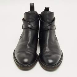 Pre Owned Salvatore Ferragamo Black Leather Buckle Knee Length Boots Size 44.5
