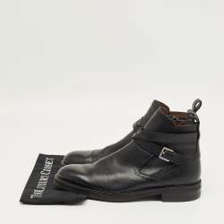 Pre Owned Salvatore Ferragamo Black Leather Buckle Knee Length Boots Size 44.5