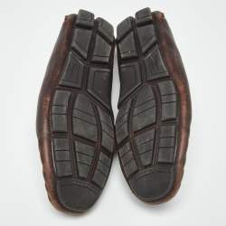 Pre Owned Salvatore Ferragamo Dark Brown Leather Gancini Loafers Size 44