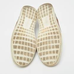 Pre Owned Salvatore Ferragamo Brown Leather Cult 6 Lace Up Sneakers Size 42.5