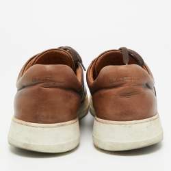 Pre Owned Salvatore Ferragamo Brown Leather Cult 6 Lace Up Sneakers Size 42.5